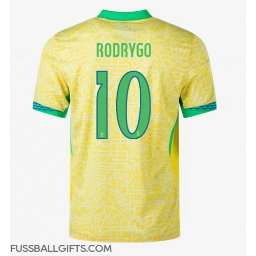 Brasilien Rodrygo Goes #10 Fußballbekleidung Heimtrikot Copa America 2024 Kurzarm